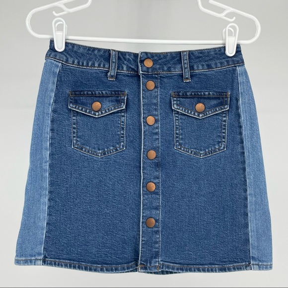 MADEWELL STRETCH DENIM STRAIGHT MINI SKIRT PIECED EDITION 25 BLUE - Picture 3 of 7